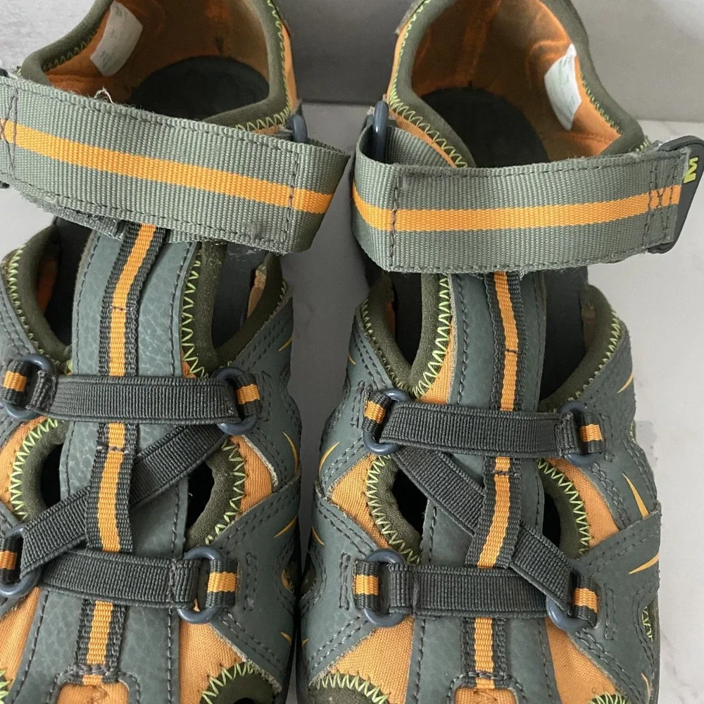 Merrell Hiking Sandals Kids Sz 4W Grey Orange‎ Outdoor Camping